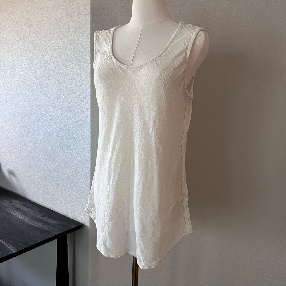 FLAX Essential White Linen Tank Top